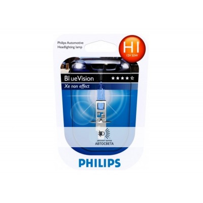Галогеновая лампа Philips H1 BlueVision Ultra 4000K блистер
